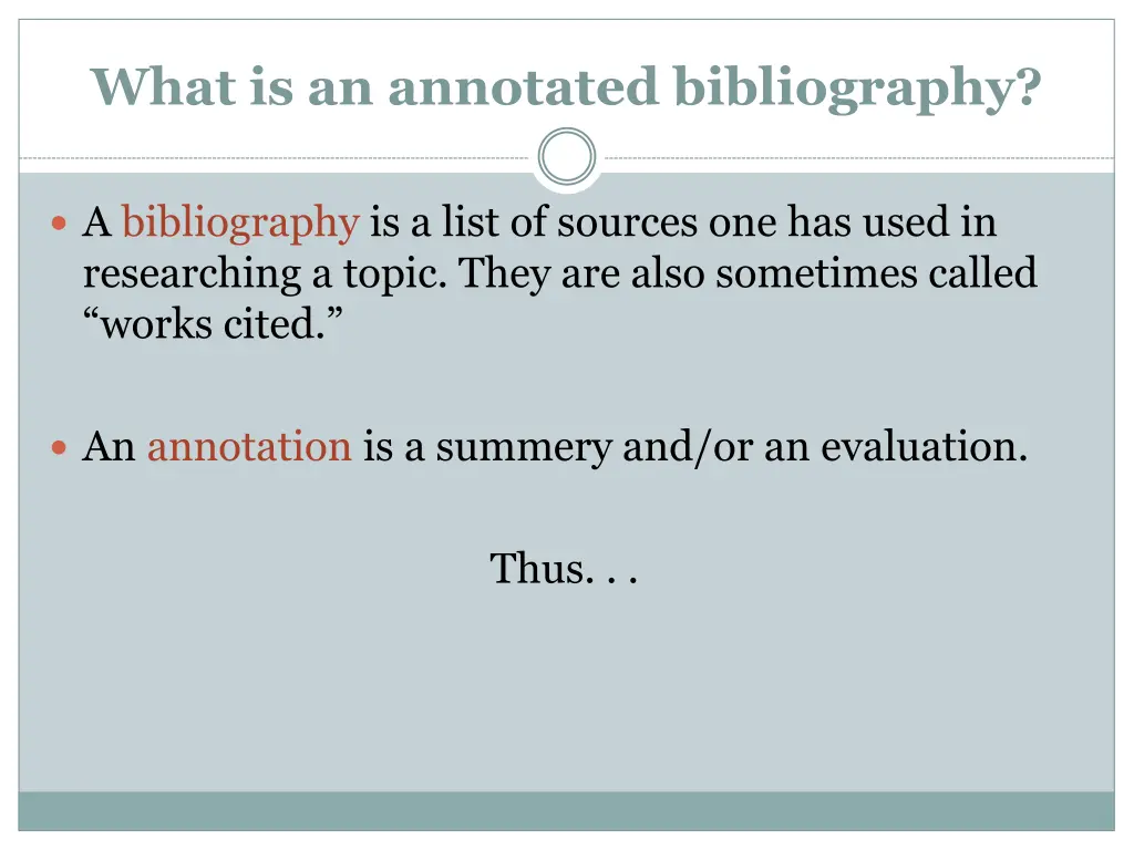 what is an annotated bibliography