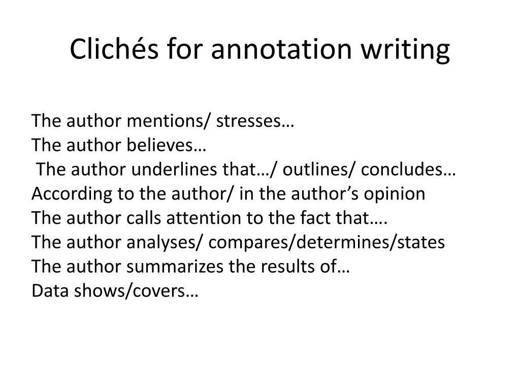 clich s for annotation writing 1
