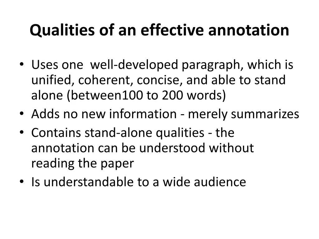 qualities of an effective annotation