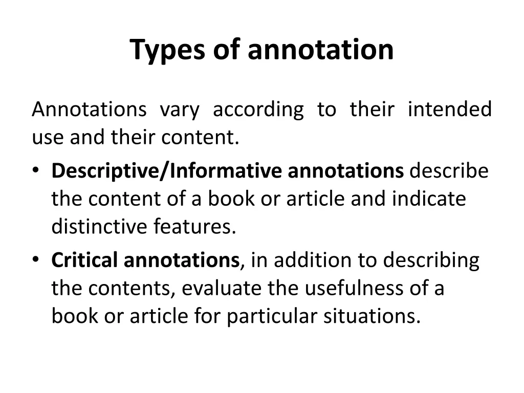 types of annotation