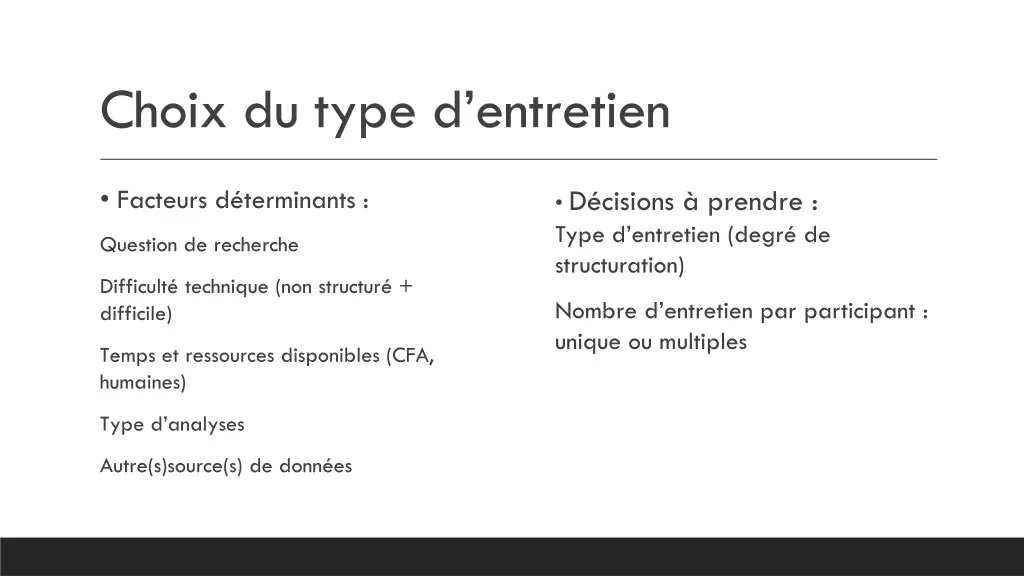 choix du type d entretien
