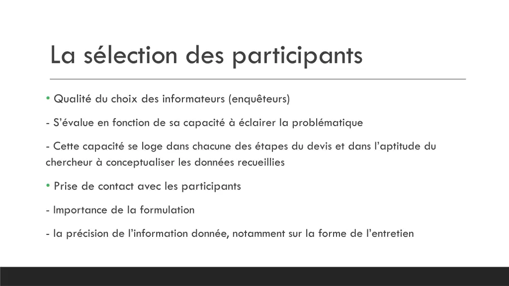la s lection des participants 1
