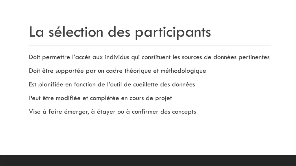 la s lection des participants