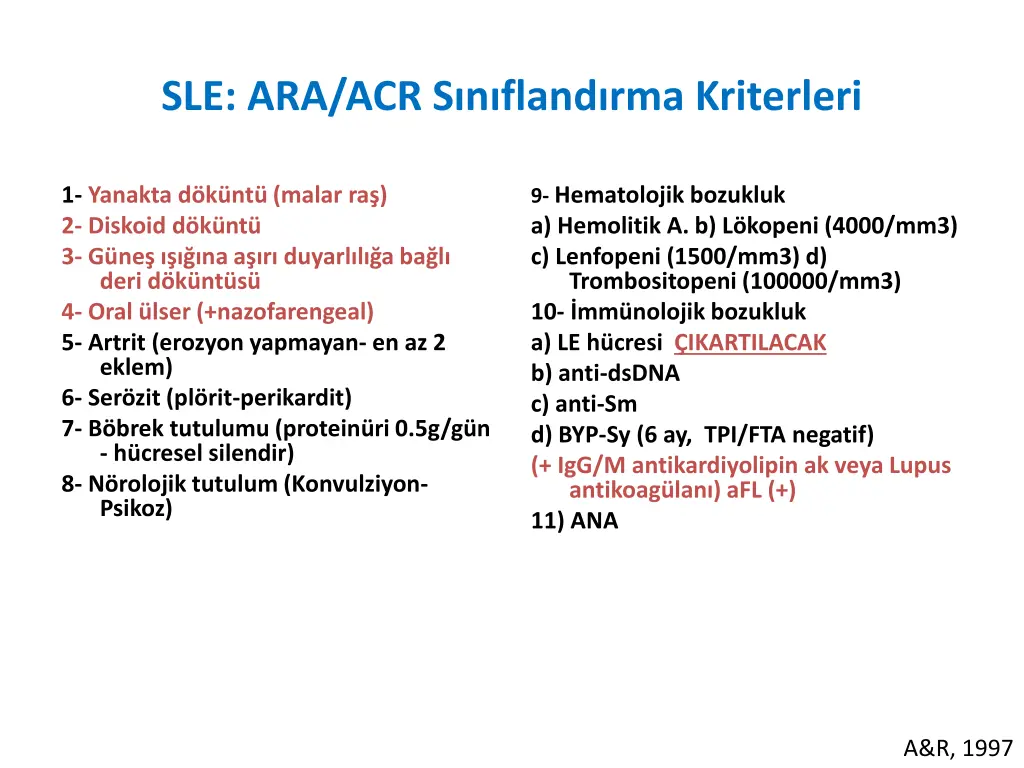 sle ara acr s n fland rma kriterleri