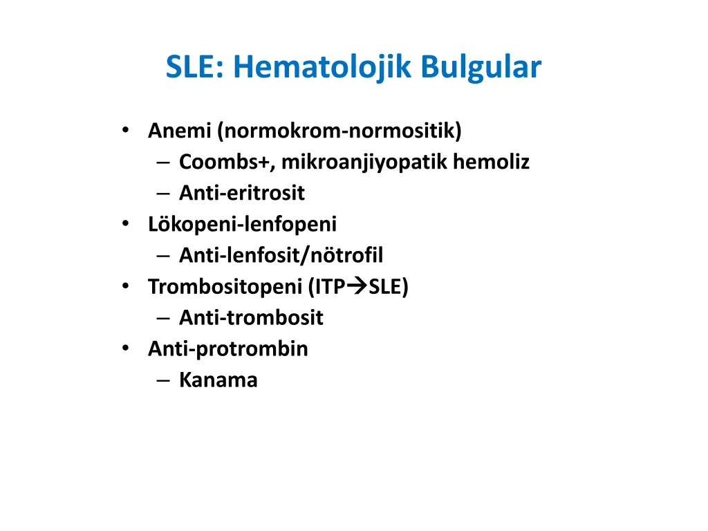 sle hematolojik bulgular