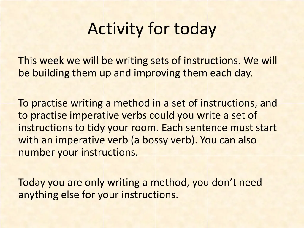 activity for today
