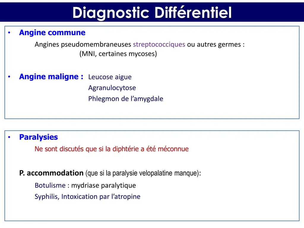 diagnostic diff rentiel