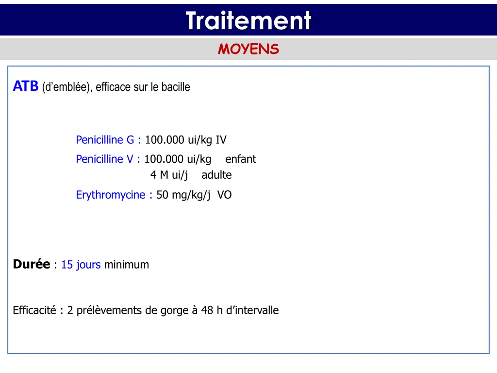 traitement moyens