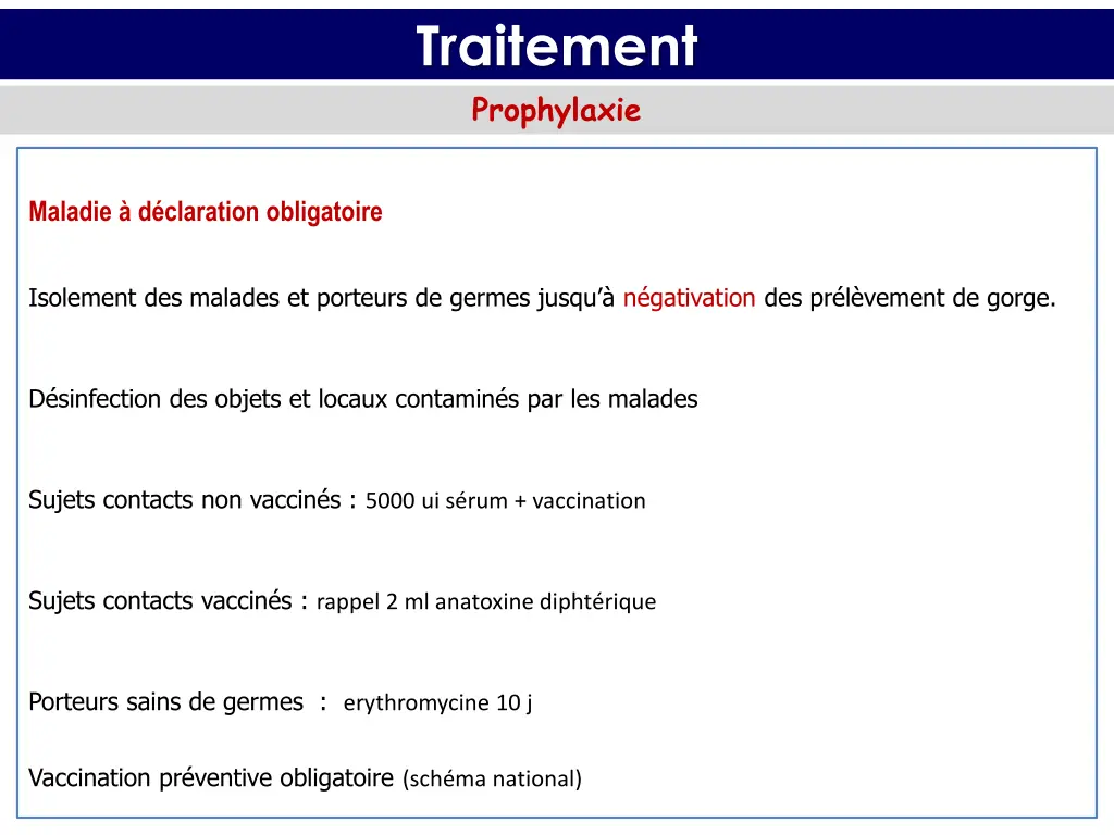 traitement prophylaxie