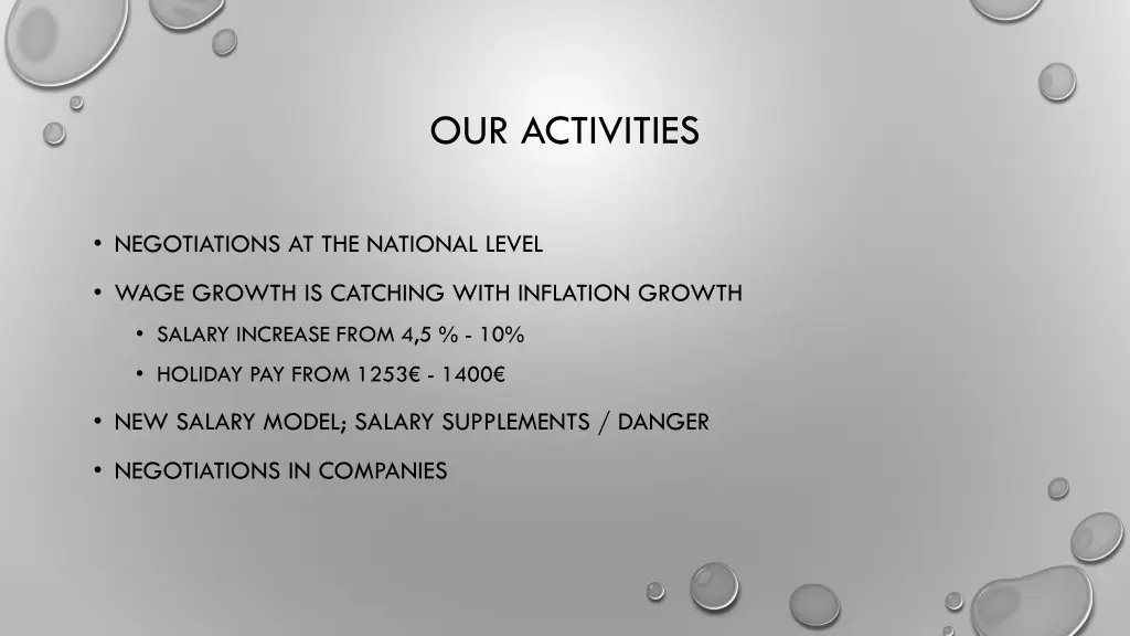 our activities