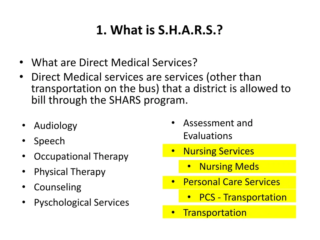 1 what is s h a r s 1