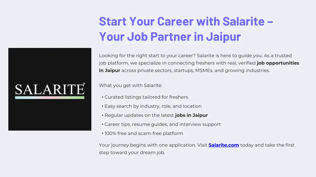 start your career with salarite your job partner
