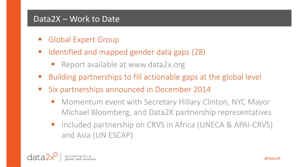 data2x work to date
