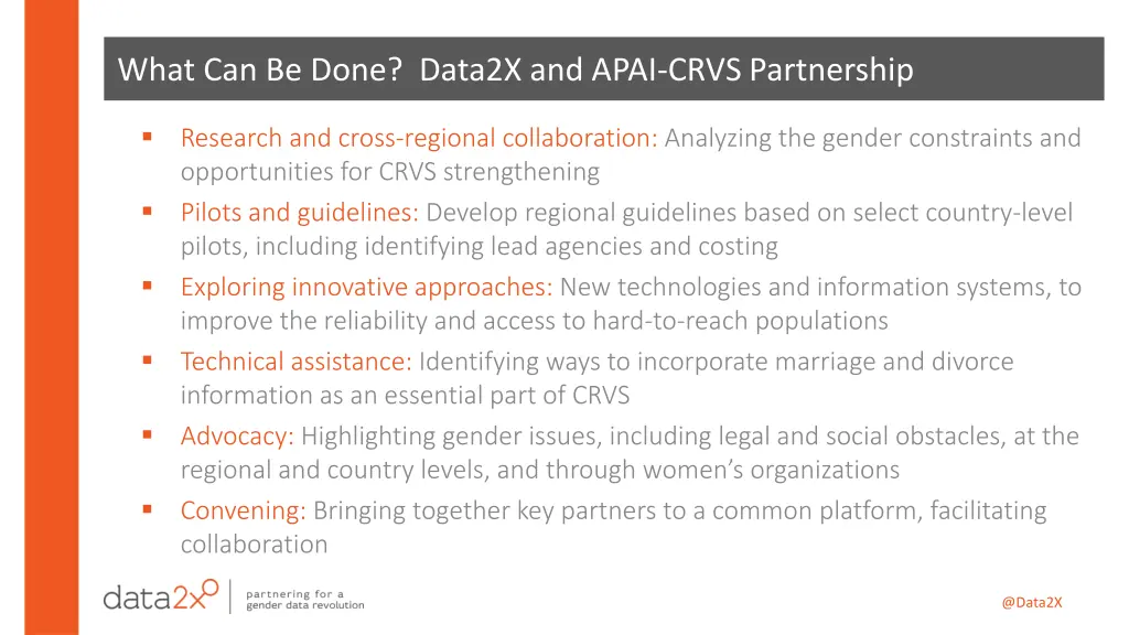 what can be done data2x and apai crvs partnership