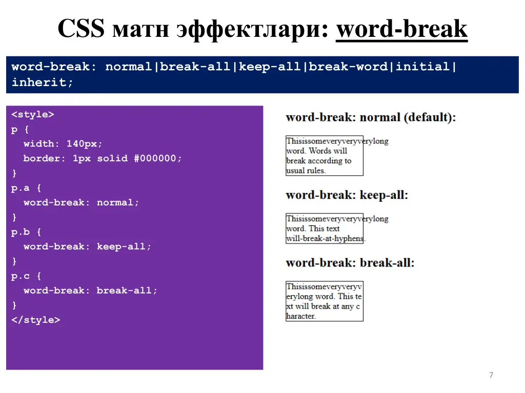 css word break