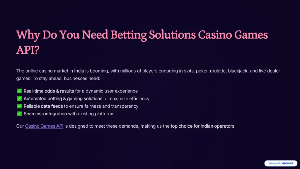 why do you need betting solutions casino games