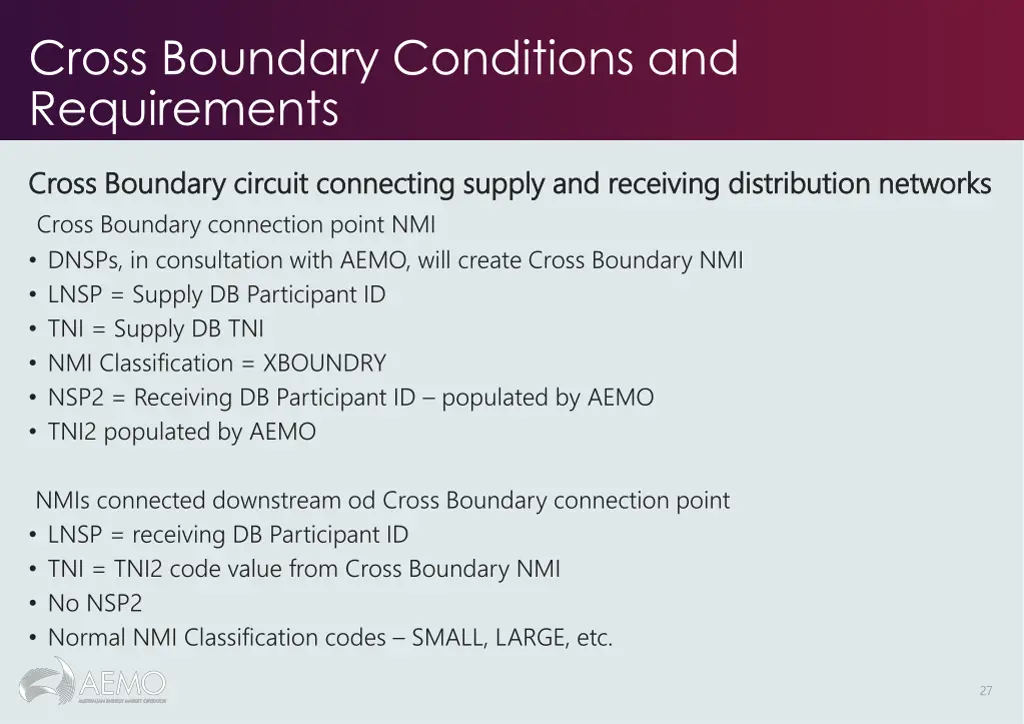 cross boundary conditions and requirements