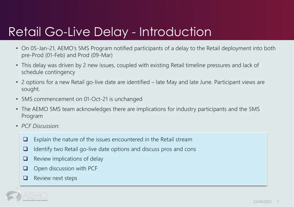 retail go live delay introduction