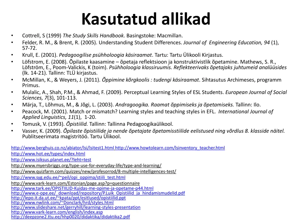 kasutatud allikad