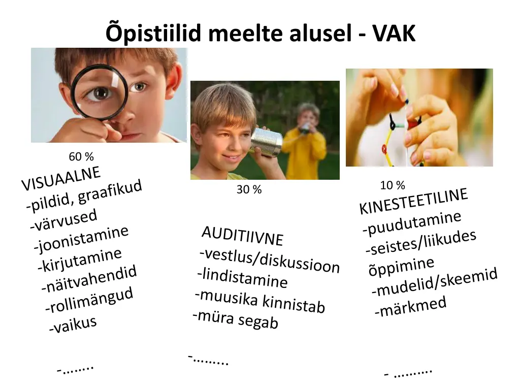 pistiilid meelte alusel vak