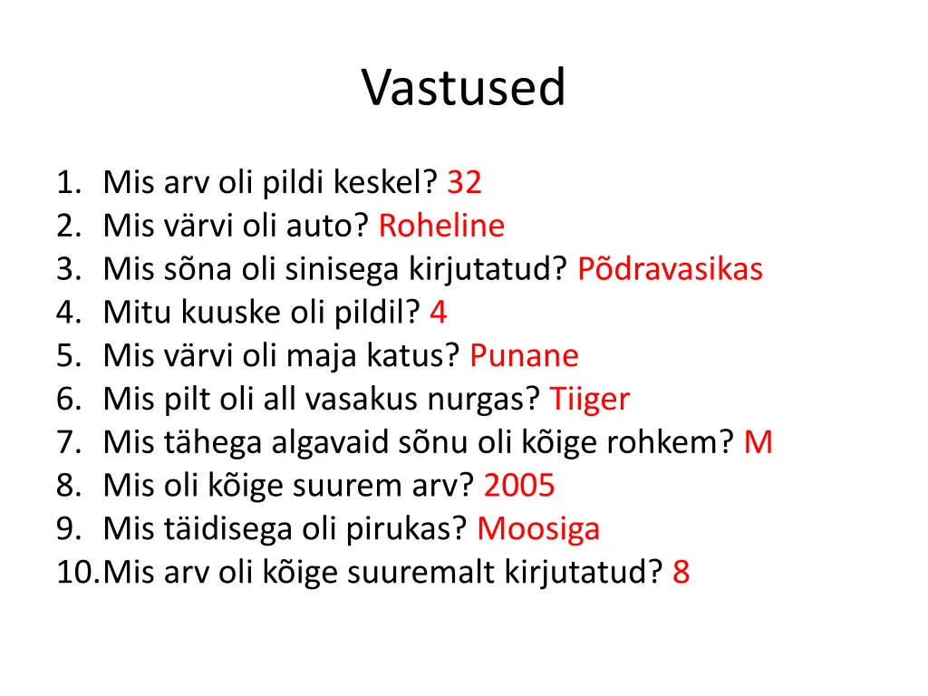 vastused