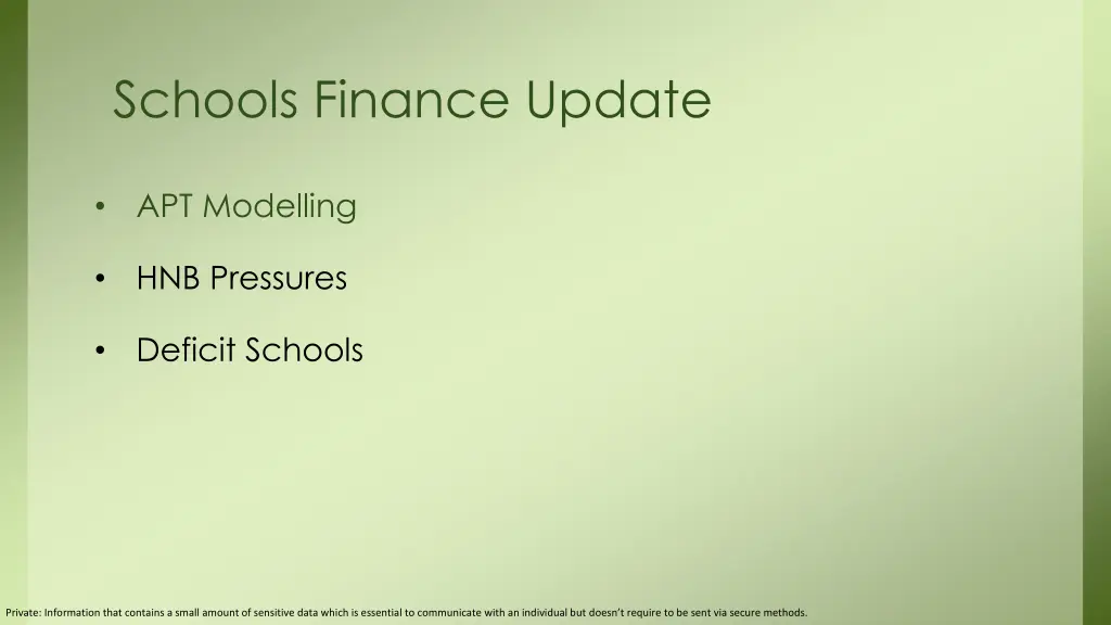 schools finance update