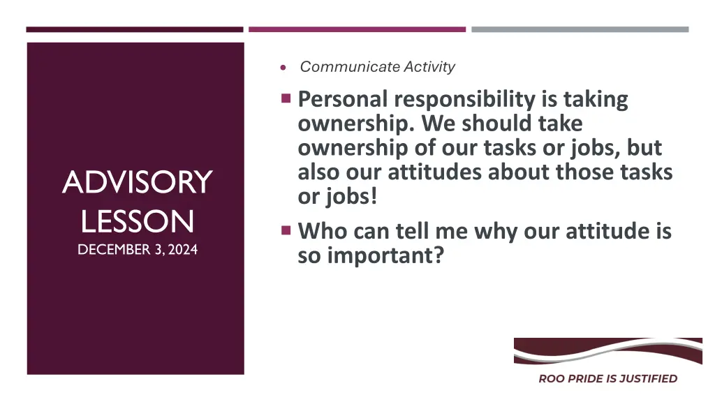 communicate activity personal responsibility
