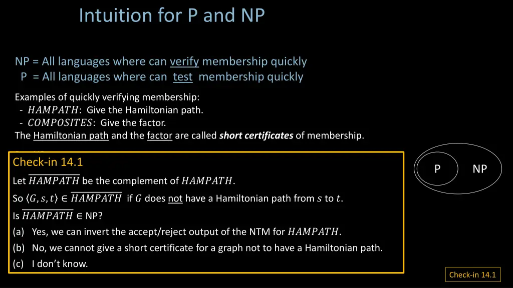 intuition for p and np