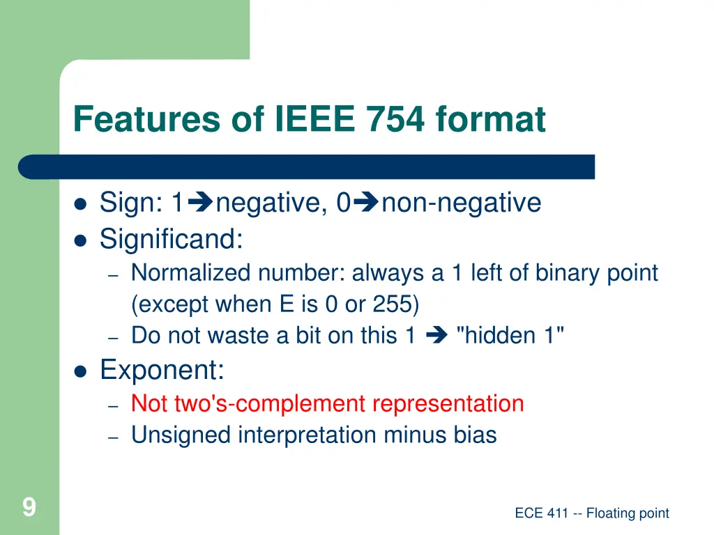 features of ieee 754 format