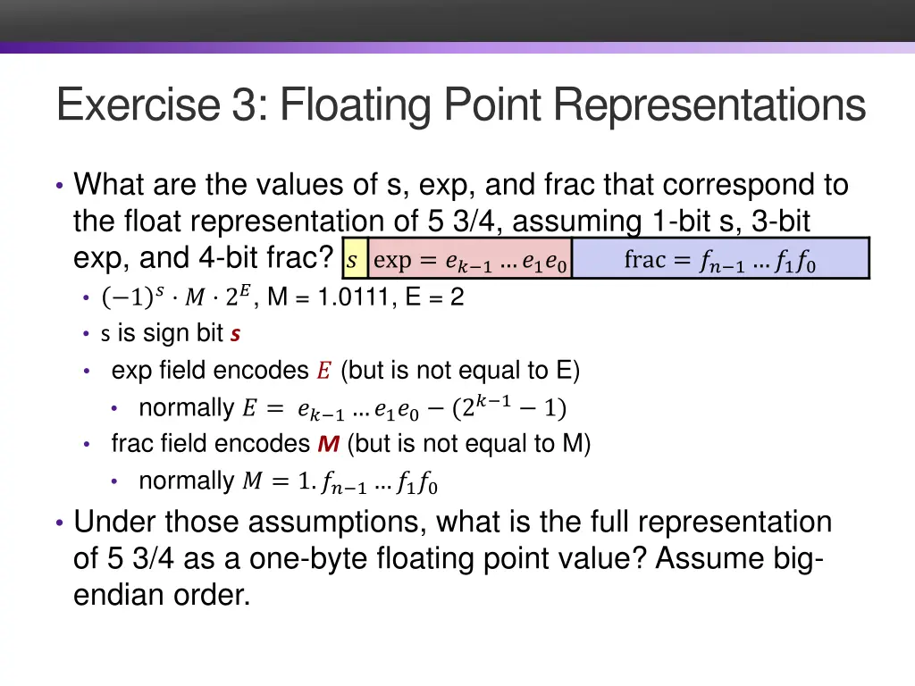 exercise 3 floating point representations