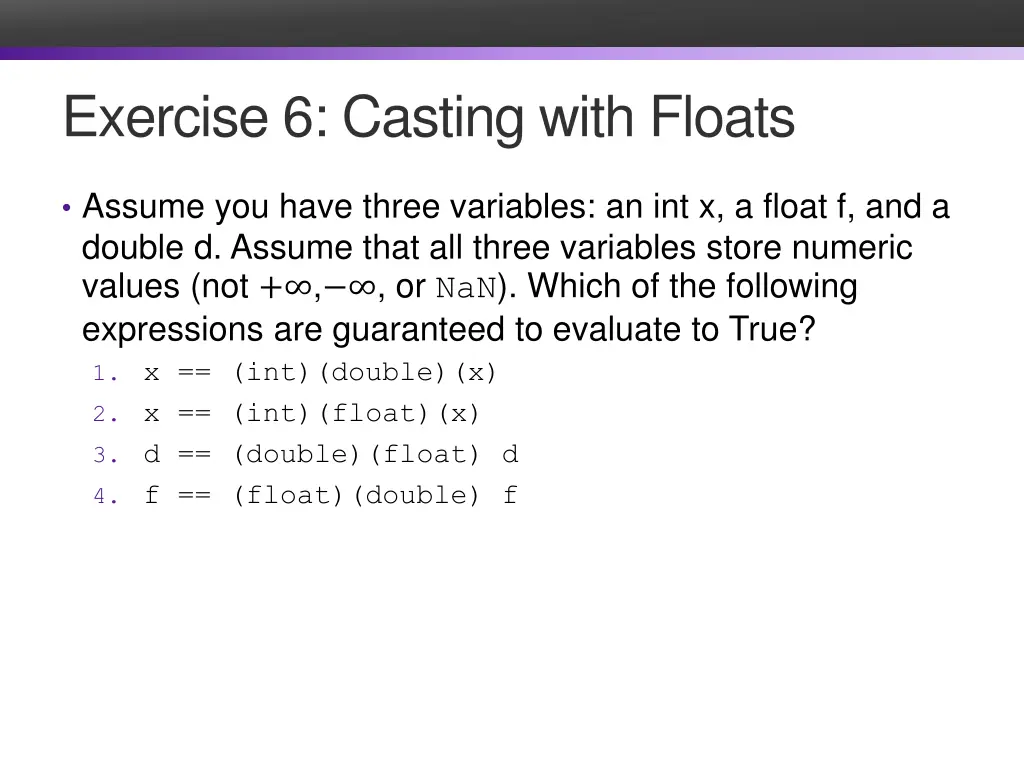 exercise 6 casting with floats