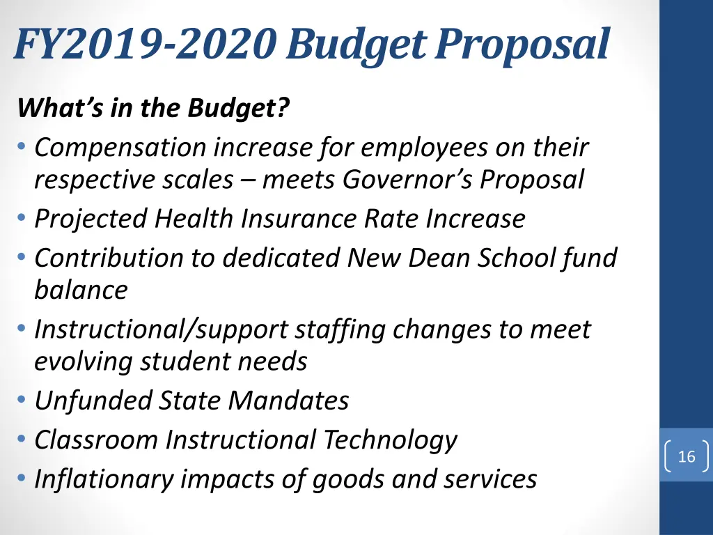 fy2019 2020 budget proposal