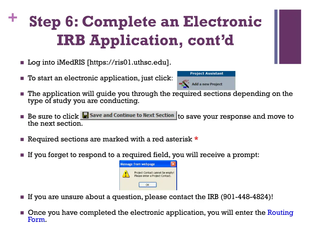 step 6 complete an electronic irb application