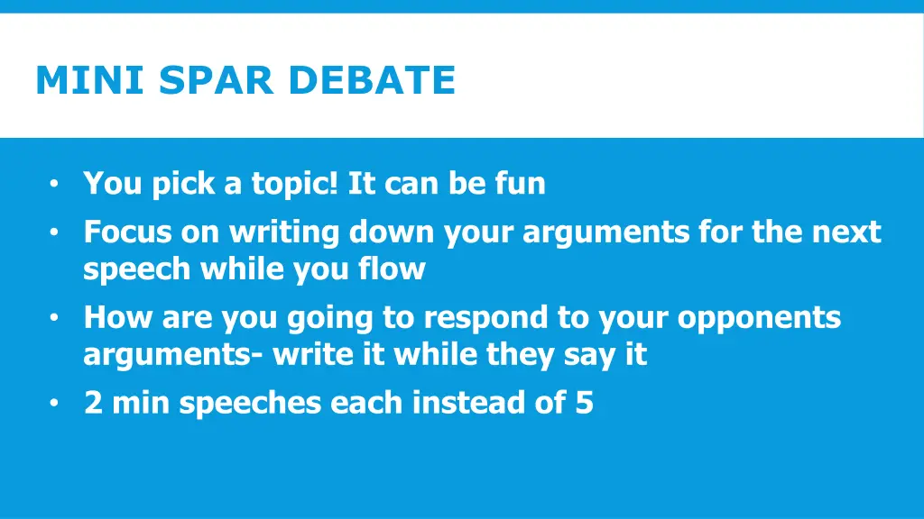 mini spar debate