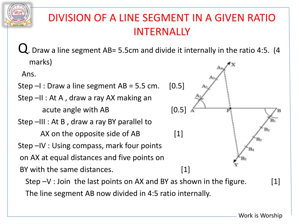 division of a line segment in a given ratio