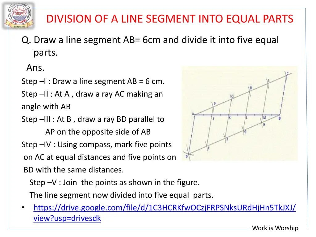 division of a line segment into equal parts