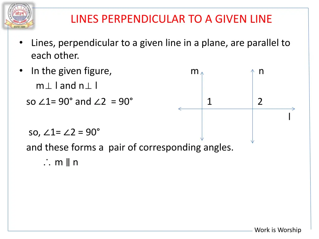 lines perpendicular to a given line
