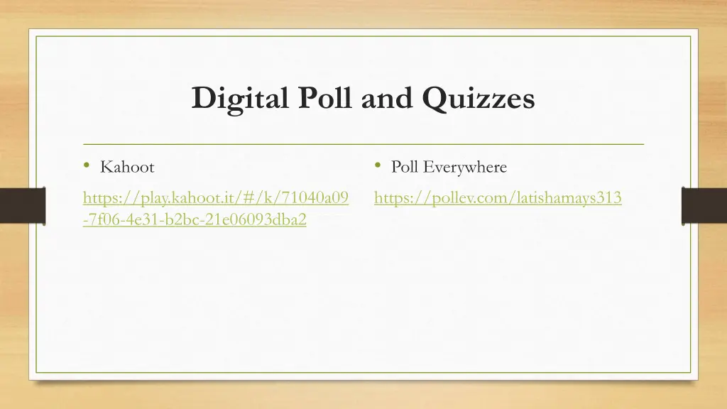 digital poll and quizzes