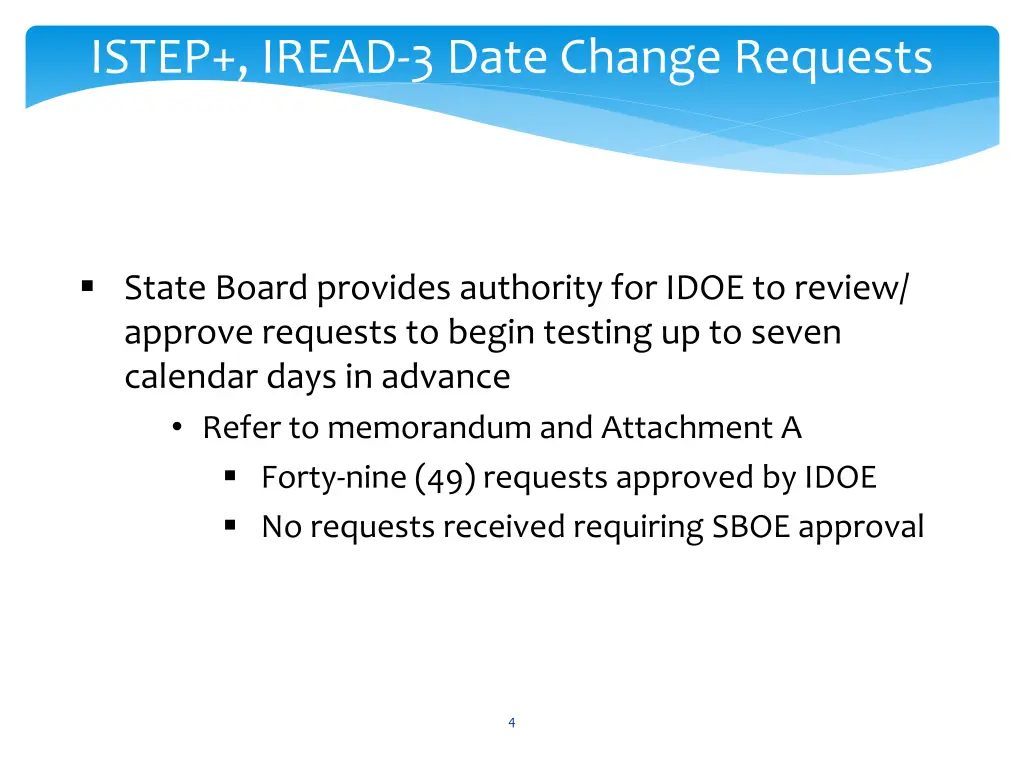 istep iread 3 date change requests