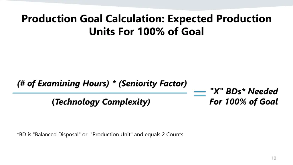 production goal calculation expected production