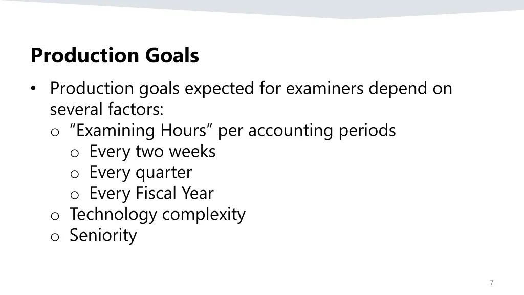 production goals production goals expected