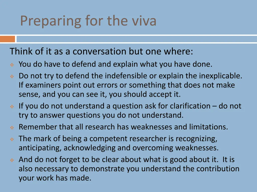 preparing for the viva 4