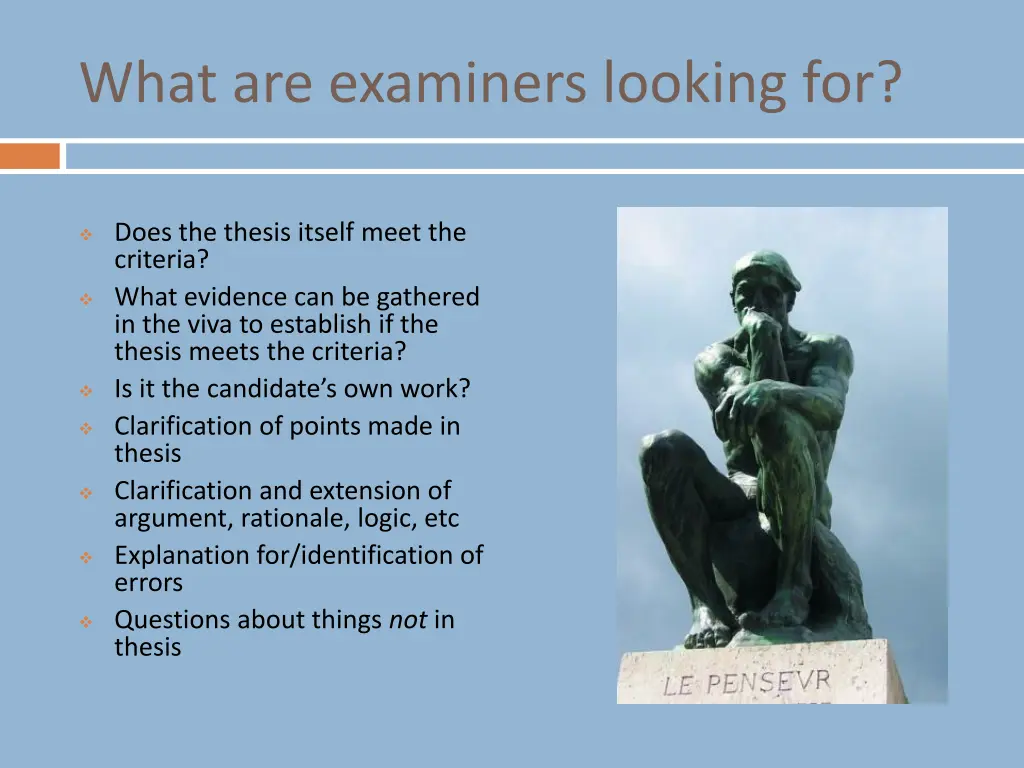what are examiners looking for 8