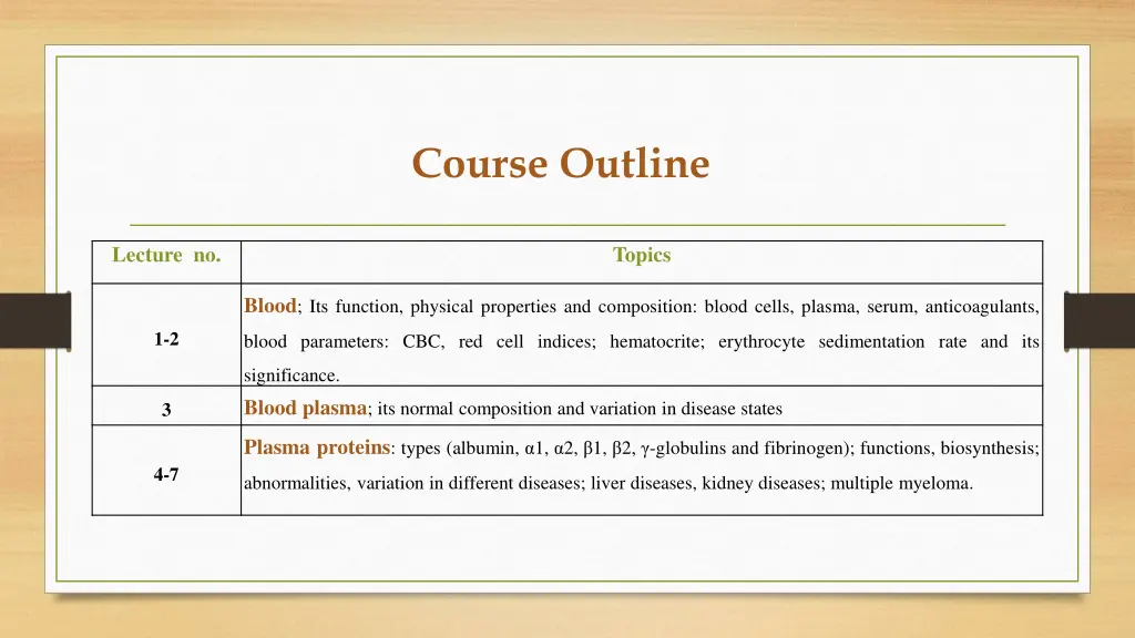 course outline