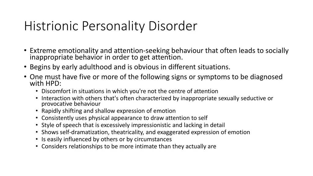 histrionic personality disorder