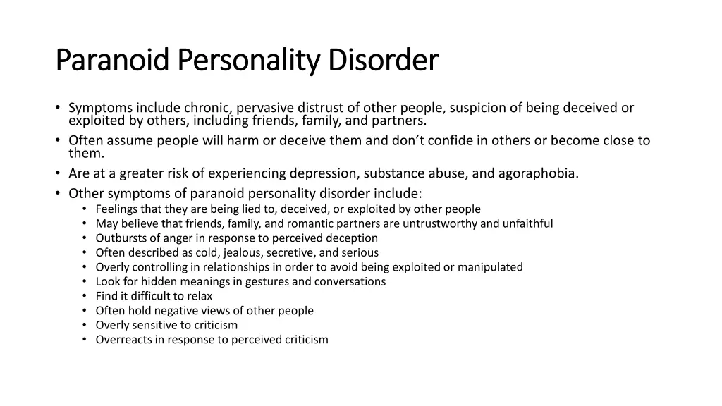 paranoid personality disorder paranoid