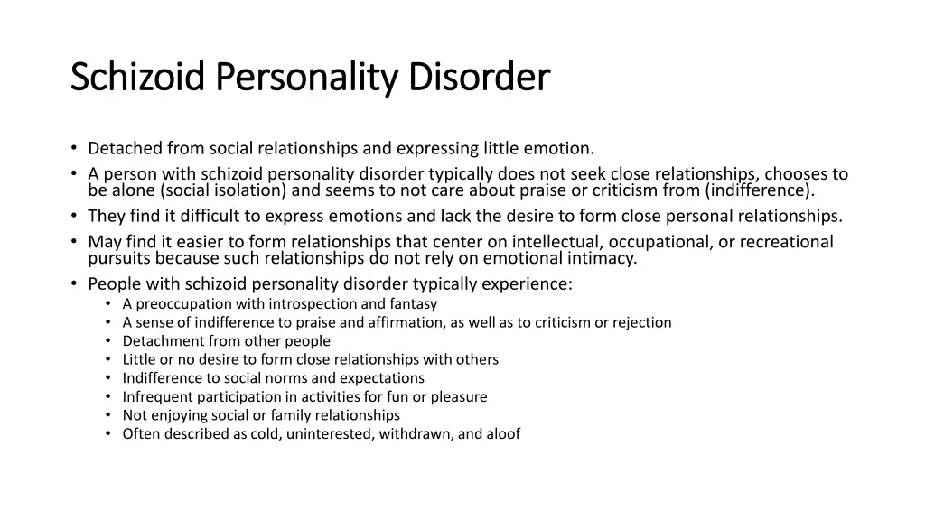 schizoid personality disorder schizoid