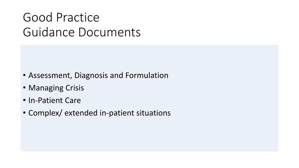 good practice guidance documents
