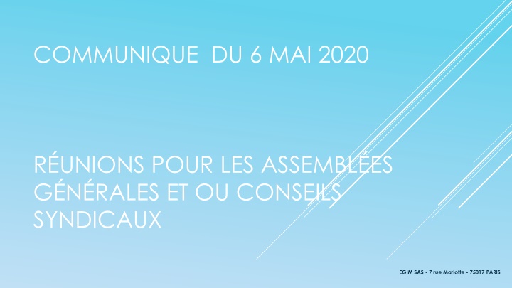 communique du 6 mai 2020