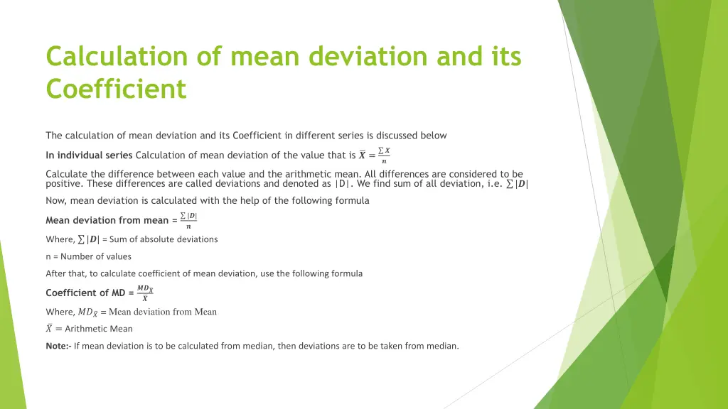 calculation of mean deviation and its coefficient